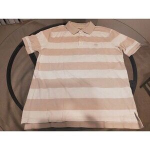 Timberland Striped Beige Polo T-Shirt 100% Cotton Size Large